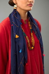 Navy blue light silk scarf