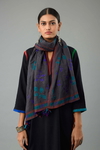 Grey hand crushed silk stole