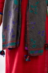 Grey hand crushed silk stole
