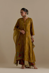 Olive Silk Straight Long Kurta Set