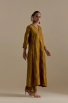 Olive Silk Straight Long Kurta Set