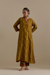 Olive Silk Straight Long Kurta
