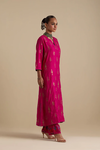 Fuchsia Silk Straight Long Kurta Set