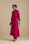 Fuchsia Silk Straight Long Kurta Set