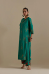 Persian Green Silk Straight Kurta With Straight Pants