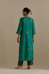 Persian Green Silk Straight Kurta With Straight Pants
