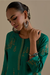 Persian Green Silk Straight Kurta With Straight Pants