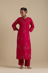 Fuchsia Silk Straight Kurta With Straight Pants