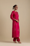Fuchsia Silk Straight Kurta With Straight Pants