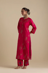 Fuchsia Silk Straight Kurta With Straight Pants