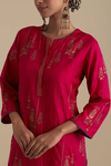 Fuchsia Silk Straight Kurta With Straight Pants