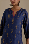 Blue Silk Straight Kurta With Straight Pants