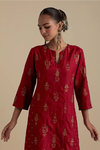 Barn Red Silk Straight Kurta With Side Panels