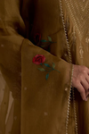Olive Silk Organza Dupatta
