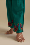 Persian Green Silk Straight Pants
