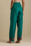 Persian Green Silk Straight Pants