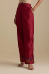 Barn Red Silk Straight Pants
