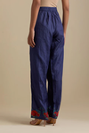 Blue Silk Straight Pants