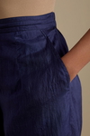 Blue Silk Straight Pants