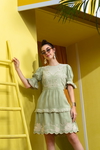 Pasel Hue Dainty Embroidered Dress