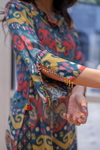 Ikat Kurta Set- Multi Blue