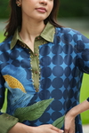 2Pc Dahlia Kurta - Olive Blue Pl