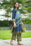 2Pc Dahlia Kurta - Olive Blue Pl