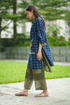 3Pc Dahlia Kurta Set - Olive Blue