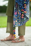 2Pc Lavender Kurta Set -Olive Blue 4 Panel