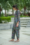 2Pc Rose Kurta Set - Black Jaal