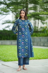 Tulip Kurta Set- Blue Geo