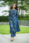 Tulip Kurta Set- Blue Geo
