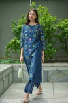 Tulip Kurta Set- Blue Geo