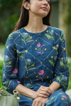 Tulip Kurta Set- Blue Geo