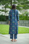 2Pc Daisy Kurta Set - Olive Blue Geo