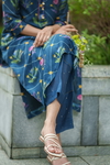 2Pc Daisy Kurta Set - Olive Blue Geo
