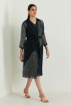 Indigo Printed Organza Jacket with Silk Chanderi Dress