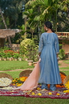 Blue Tissue Hand Embroidered Anarkali Set