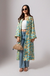 Linen Digital Print Aqua Summer Jacket
