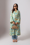 Linen Digital Print Aqua Summer Jacket