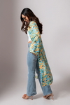 Linen Digital Print Aqua Summer Jacket
