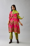 Apple Green Light Silk Stole With Delicate Silk Thread Embroidery