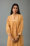 Mustard Yellow Hand Block Printed Easy Fit Silk-Chanderi Kurta