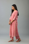 Pink Hand Block Printed Straight Silk Chanderi Kurta
