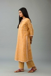 Mustard Yellow Hand Block Printed Straight Silk Chanderi Kurta