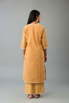 Mustard Yellow Hand Block Printed Straight Silk Chanderi Kurta