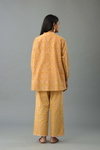 Mustard Yellow Hand-Block Printed Easy Fit Full Sleeved A-Line Silk-Chanderi Shirt