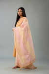 Mustrad Yellow Hand Block Printed Cotton Chanderi Dupatta