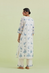 Blue And Off-White Silk Chanderi Straight Kurta With Pant