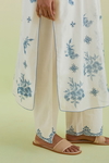 Blue And Off-White Silk Chanderi Straight Kurta With Pant